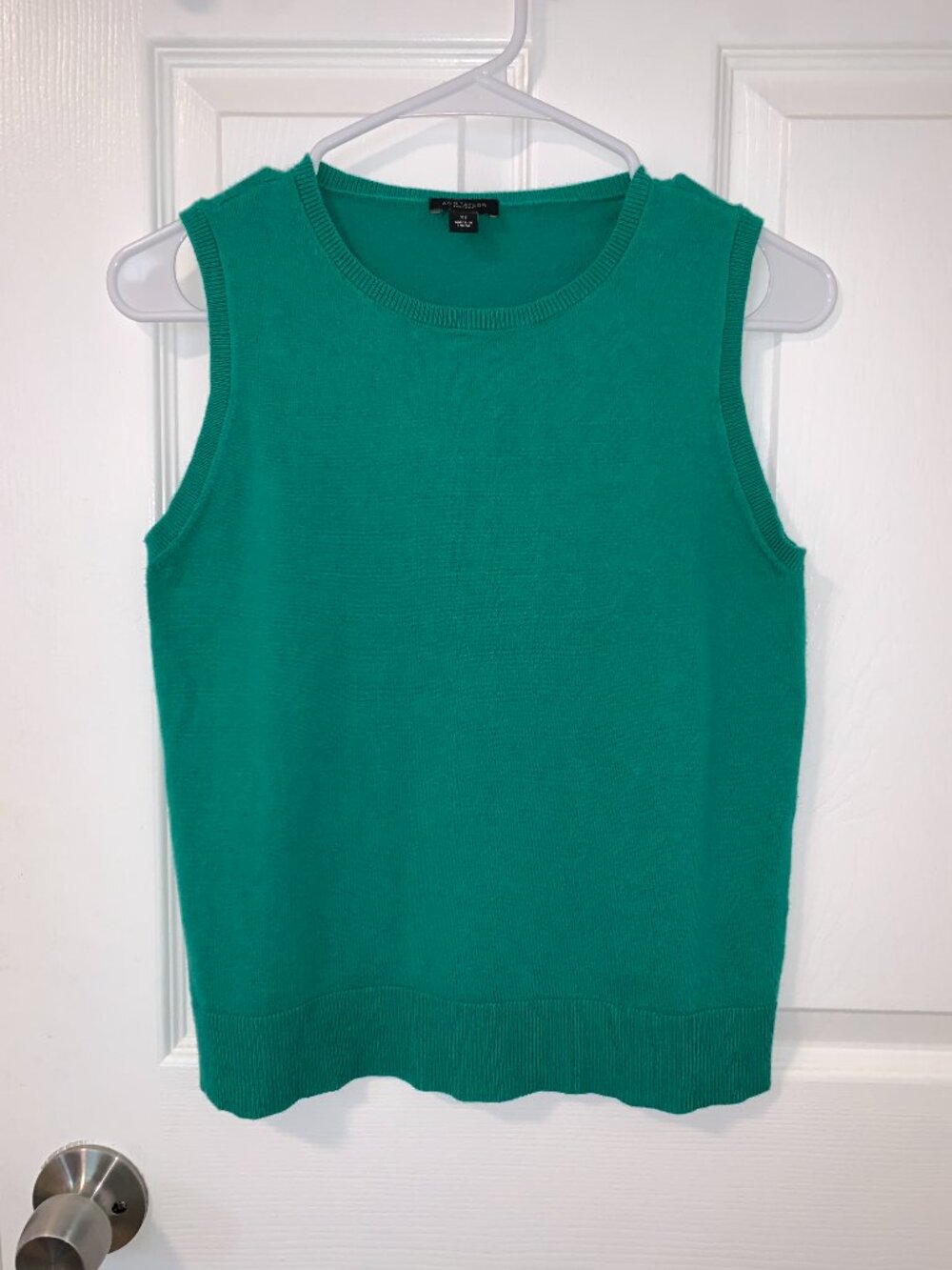 Ann Taylor Factory Emerald Green Crewneck Sleeveless Sweater Vest XS